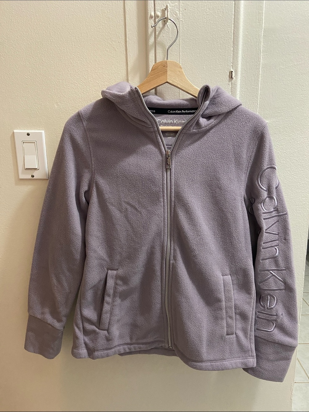 Calvin Klein Lavender Hooded Full-Zip Fleece Jacket